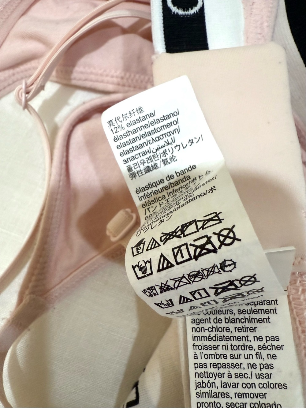 Calvin Klein Pale Pink Triangle Bralette with White Logo Band - Picture 5 of 5